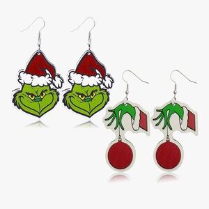 🆕 Grinch Christmas Earrings Set